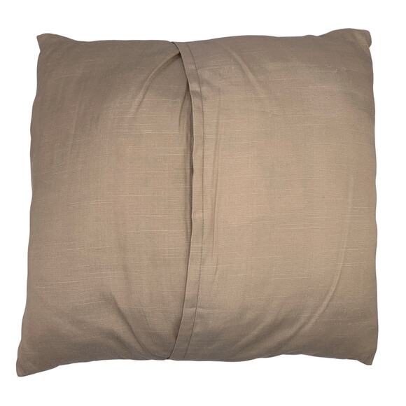 Laura Ashley Pair of 16" Square Beige Embroidered Throw Pillows New - Picture 5 of 7